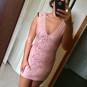 blush & gold lace dress